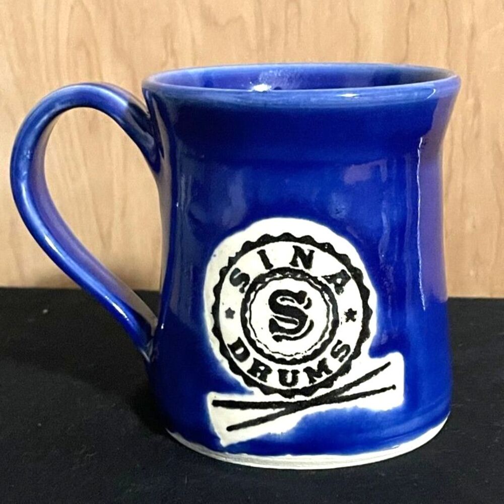 Vintage Sina Drums Blue Art Pottery Mug Ceramic Coffee Cup